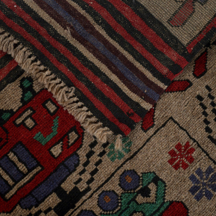 Handmade Afghan War Area Rug 4' 4" x 5' 7" - No. AL97384