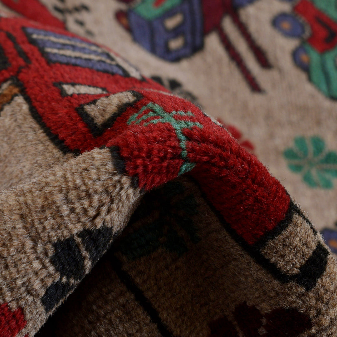 Handmade Afghan War Area Rug 4' 4" x 5' 7" - No. AL97384