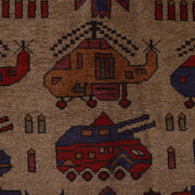 Hand-Knotted Afghan War Carpet 4' 3" x 6' 3" - No. AL99116