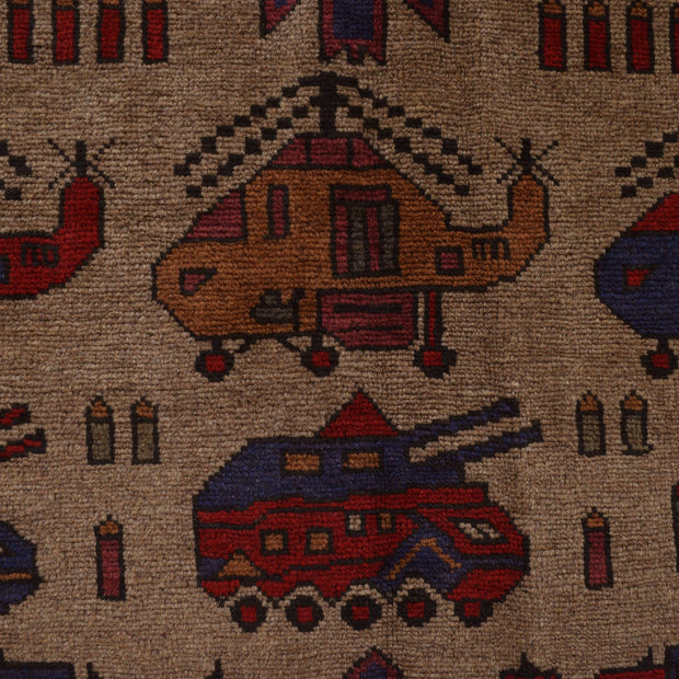 Hand-Knotted Afghan War Carpet 4' 3" x 6' 3" - No. AL99116