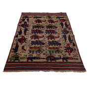 Hand-Knotted Afghan War Carpet 4' 5" x 6' 3" - No. AL78228