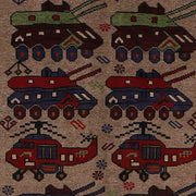 Hand-Knotted Afghan War Carpet 4' 5" x 6' 3" - No. AL78228