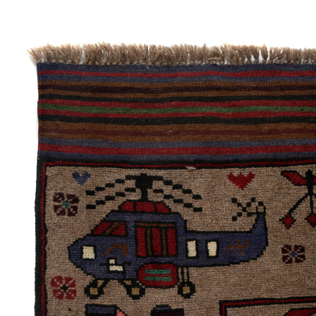 Handmade Afghan War Area Rug 4' 0" x 5' 11" - No. AL94830