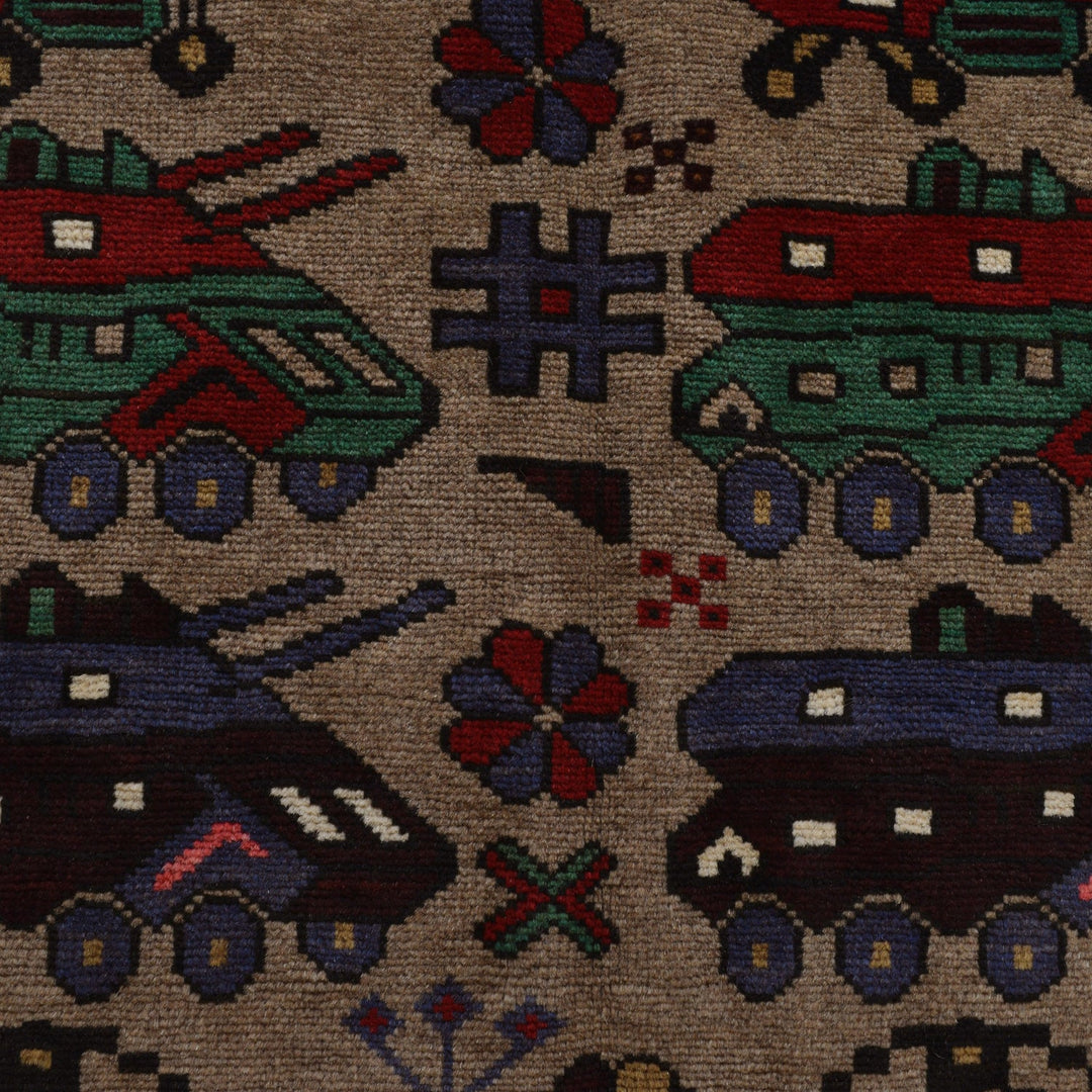 Handmade Afghan War Area Rug 4' 0" x 5' 11" - No. AL94830
