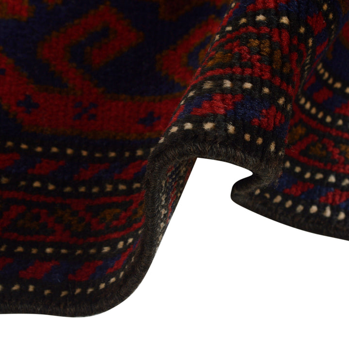 Red Afghan Baluchi Rug 3' 10" x 5' 9" Hand-Knotted border