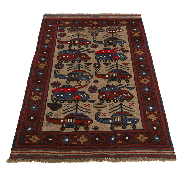 Brown Color War Rug 3' 1" x 4' 7" - No. AL97347
