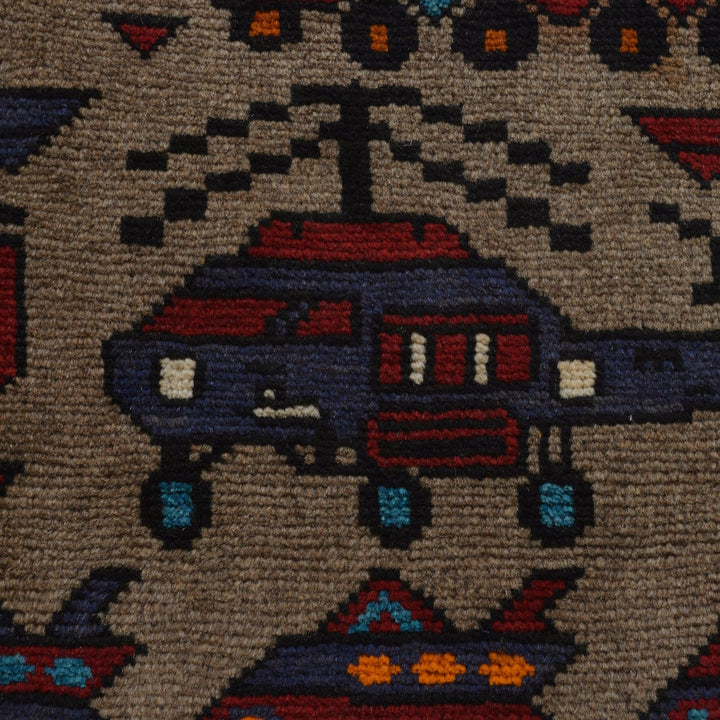 Handcrafted Afghan War Rug 3' 2" x 4' 7" - No. AL35451