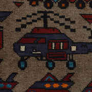 Handcrafted Afghan War Rug 3' 2" x 4' 7" - No. AL35451