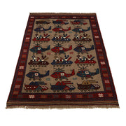 Authentic Afghan War Area Rug 3' 3" x 4' 9" - No. AL22741