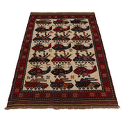 Ivory Color War Rug 3' 3" x 4' 10" - No. AL73658