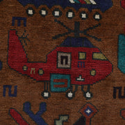 Authentic Afghan War Area Rug 3' 4" x 4' 10" - No. AL24153