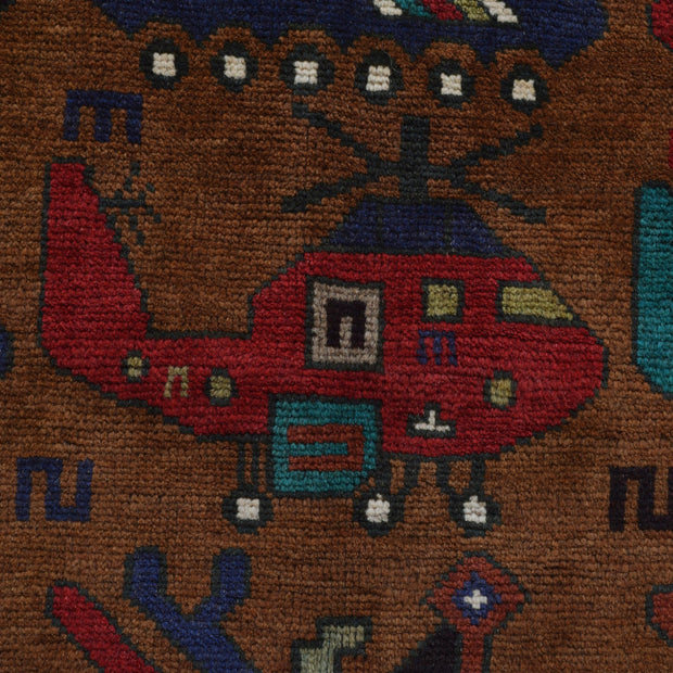 Authentic Afghan War Area Rug 3' 4" x 4' 10" - No. AL24153