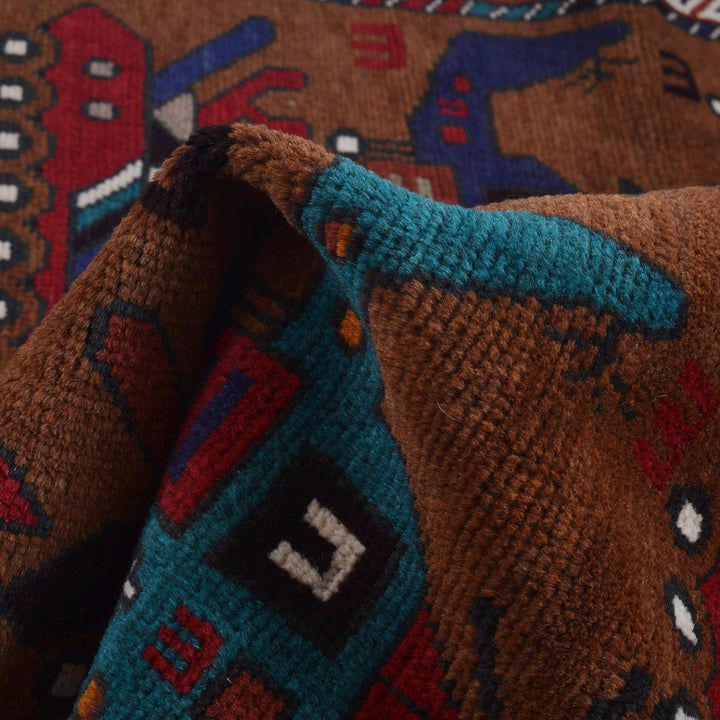 Authentic Afghan War Area Rug 3' 4" x 4' 10" - No. AL24153