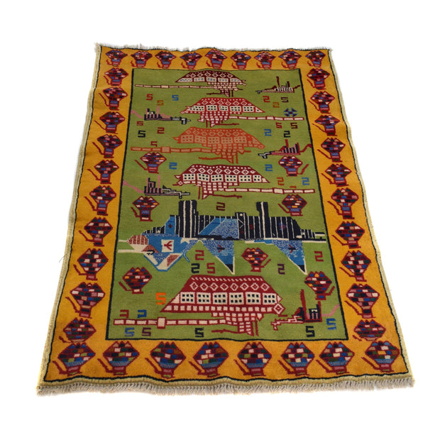 Green War Rug 2' 9" x 4' 6" - No. AL52944