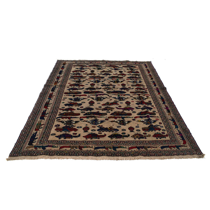 Hand-Knotted Afghan War Carpet 6' 8" x 9' 0" - No. AL23221