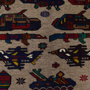 Hand-Knotted Afghan War Carpet 6' 8" x 9' 0" - No. AL23221