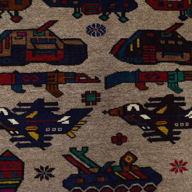 Hand-Knotted Afghan War Carpet 6' 8" x 9' 0" - No. AL23221