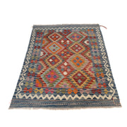 Handmade Turkish Design Wool Kilim 4' 2" x 5' 9" - No. AL22583