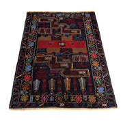 Hand Knotted Baluchi Rug 3' 0" x 4' 4" - No. AL78624