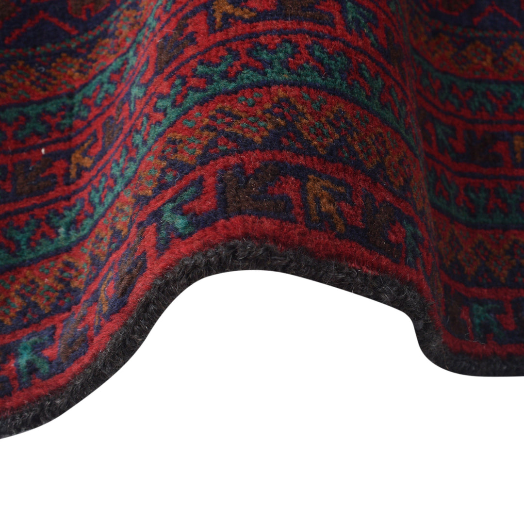 Red Afghan Prayer Rug 2' 11" x 4' 8" Hand-Knotted border