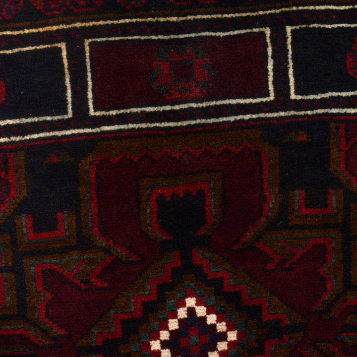 Afghan Prayer Rug 3' 1" x 4' 11" Hand-Knotted close-up