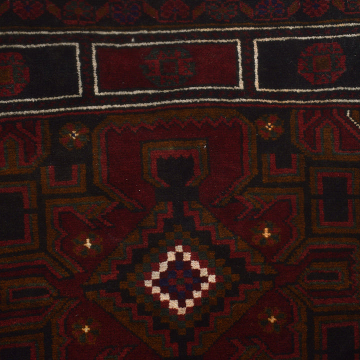 Afghan Prayer Rug 2' 11" x 4' 9" Hand-Knotted close-up