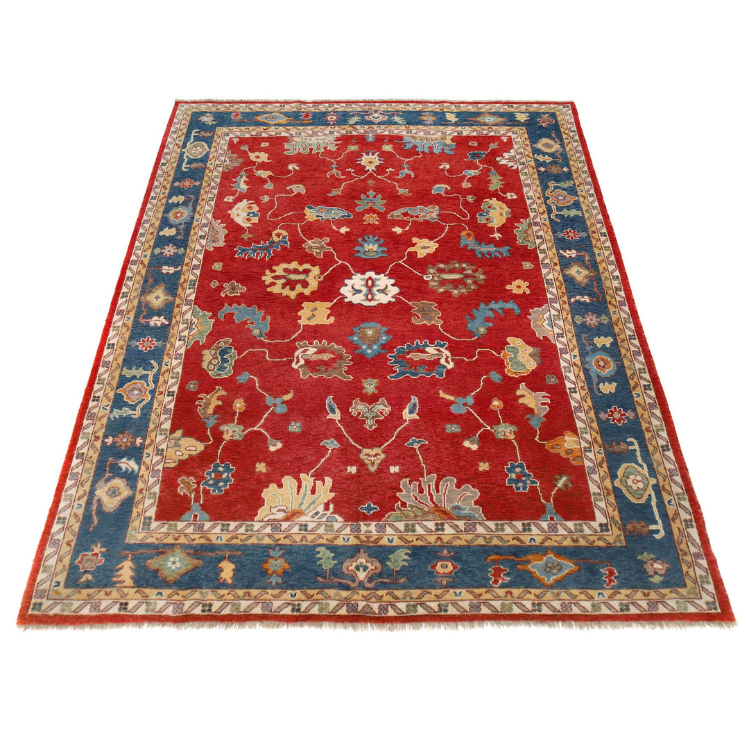 Afghan Turkish Design Oushak Rug 9' 2" x 11' 7" Hand-Knotted detail