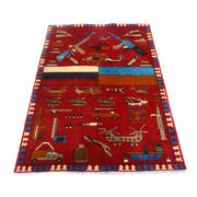 Handmade Afghan War Area Rug 3' 5" x 4' 11" - No. AL56500