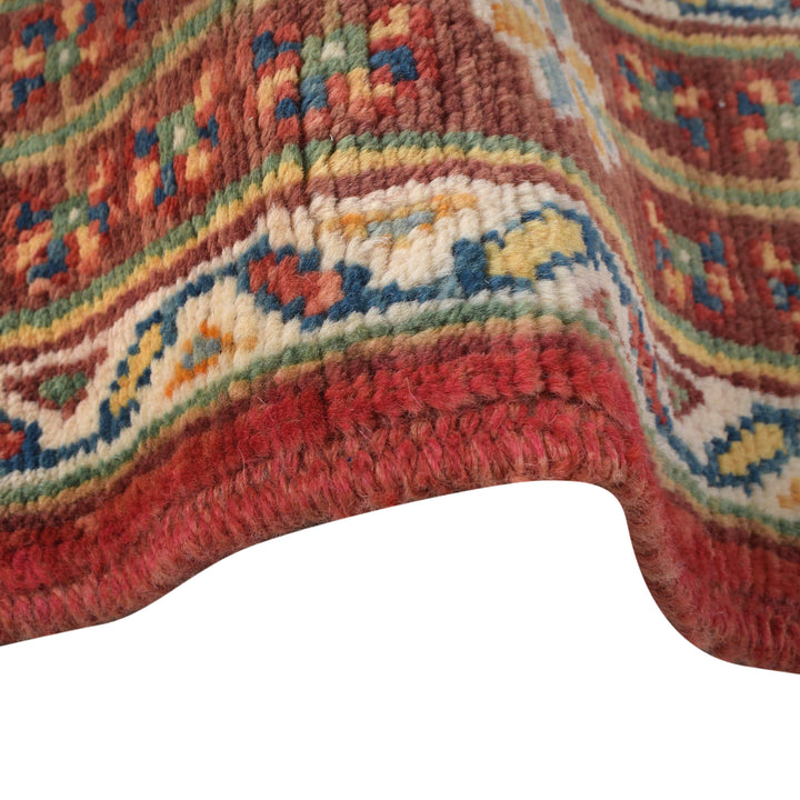 Red Afghan Shirazi Design Rug 5' 7" x 7' 7" Hand-Knotted border