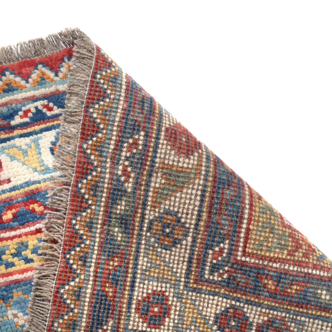 Red Afghan Shirazi Rug 6' 9" x 9' 7" Hand-Knotted pattern