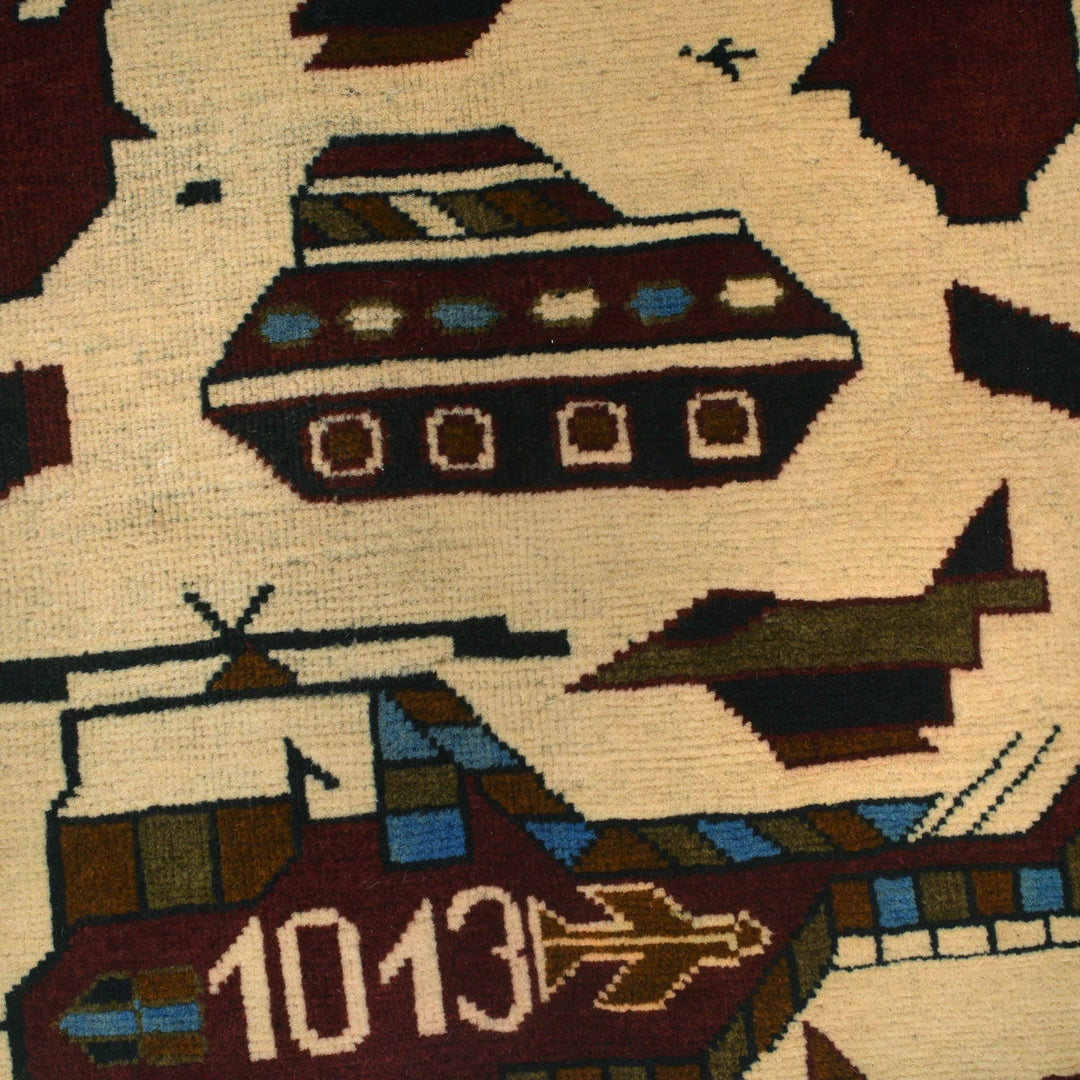 Handmade Afghan War Area Rug 3' 4" x 4' 11" - No. AL87671