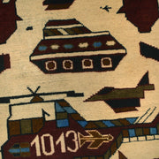 Handmade Afghan War Area Rug 3' 4" x 4' 11" - No. AL87671