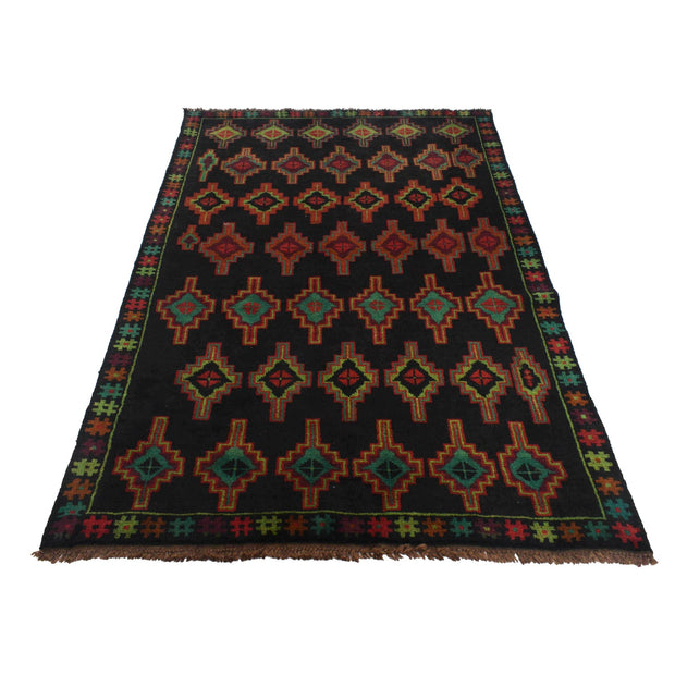 Black Color Baluchi Rug 4' 3" x 6' 8" - No. AL26443