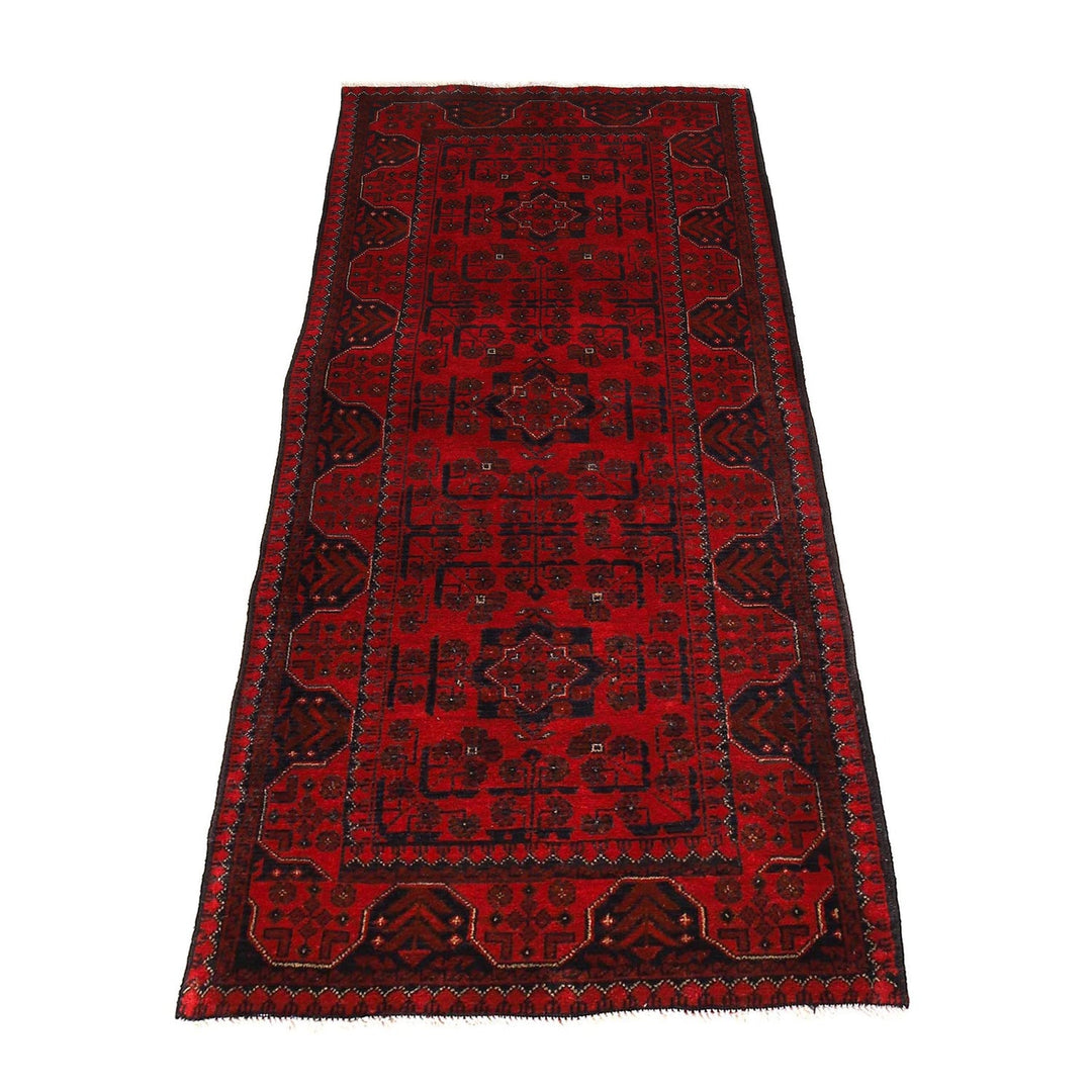 Red Color Afghan Area Runner Rug 2' 8" x 6' 4" - No. AL74624