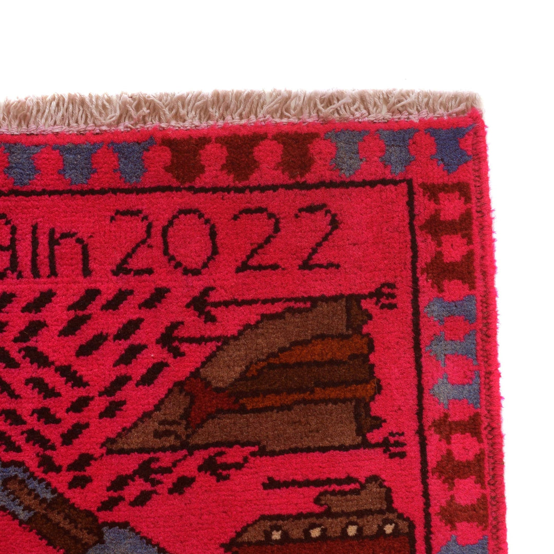 Handmade Afghan War Area Rug 2' 8" x 3' 11" - No. AL89047