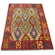 Hand Knotted Afghan Style Kilim 3' 3" x 4' 9" - No. AL72093