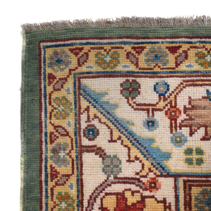 Sage Green Afghan Oushak Rug 9' 5" x 11' 10" Hand-Knotted view