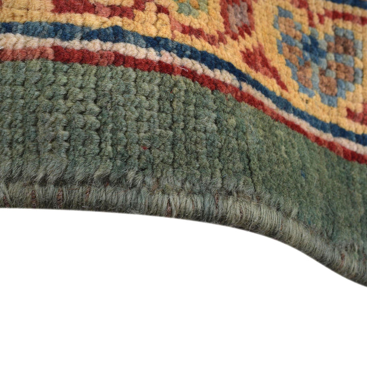 Sage Green Afghan Oushak Rug 9' 5" x 11' 10" Hand-Knotted border