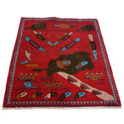 Hand-Knotted Afghan War Carpet 2' 9" x 3' 10" - No. AL62773