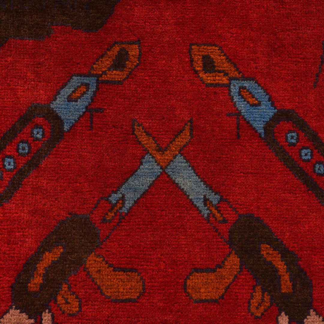 Hand-Knotted Afghan War Carpet 2' 9" x 3' 10" - No. AL62773