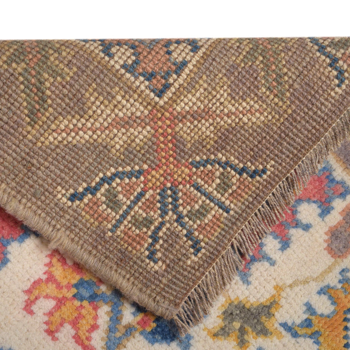 Muted Beige Afghan Oushak Rug 9' 1" x 11' 7" Hand-Knotted pattern