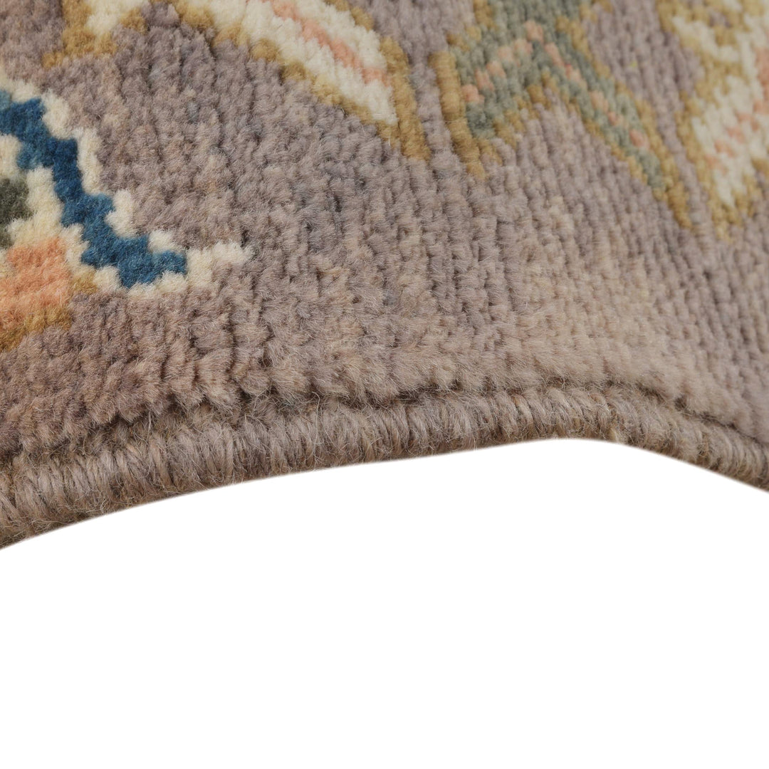 Muted Beige Afghan Oushak Rug 9' 1" x 11' 7" Hand-Knotted border