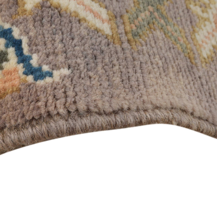 Muted Beige Afghan Oushak Rug 9' 1" x 11' 7" Hand-Knotted border