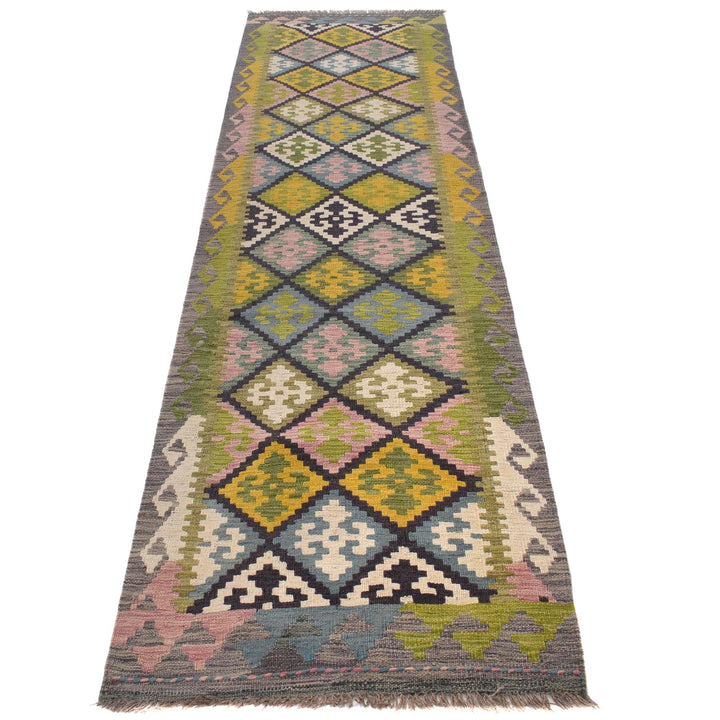 Handmade Turkish Design Wool Kilim Runner 2' 7" x 9' 6" - No. AL88772