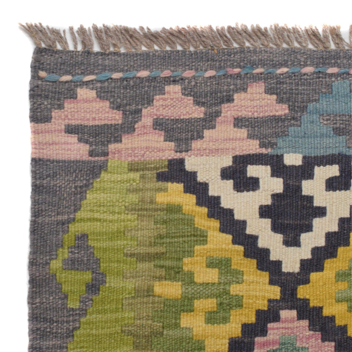 Handmade Turkish Design Wool Kilim Runner 2' 7" x 9' 6" - No. AL88772