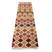 Handmade Turkish Design Wool Kilim Runner 2' 6" x 9' 11" - No. AL92700
