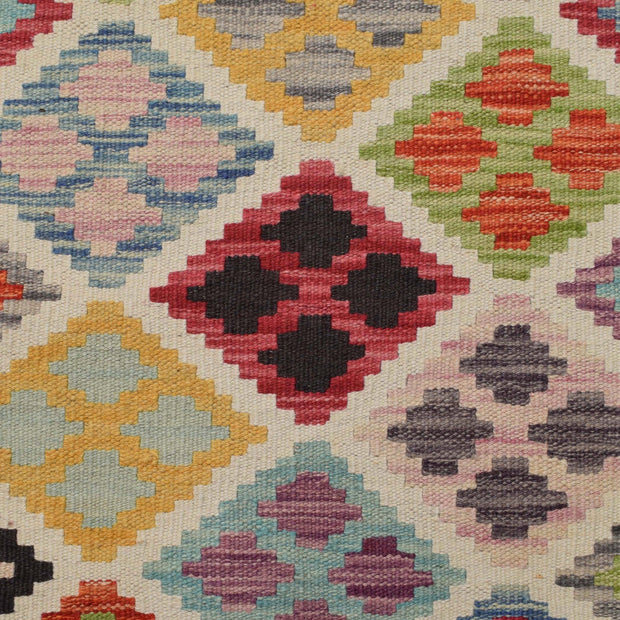 Colorful Flat-Weave Wool Kilim Runner 2' 9" x 9' 7" - No. AL83286