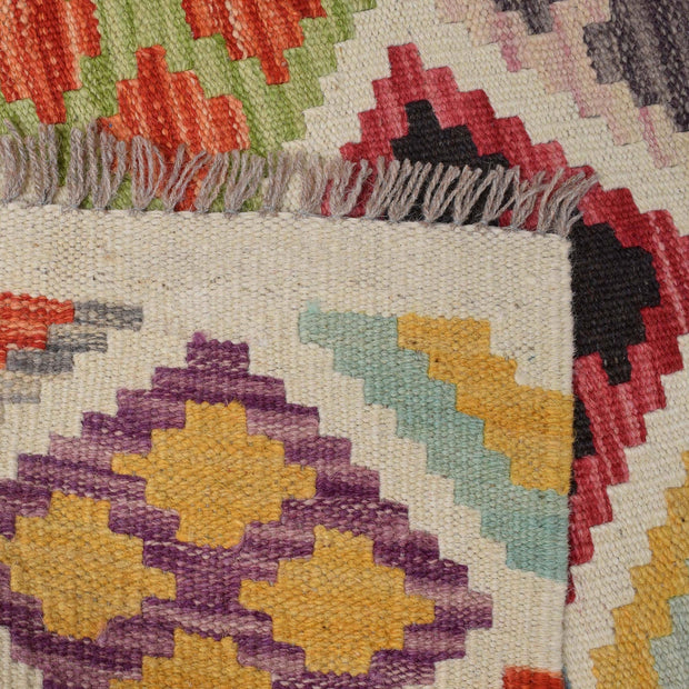Colorful Flat-Weave Wool Kilim Runner 2' 9" x 9' 7" - No. AL83286