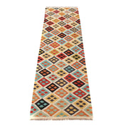 Colorful Flat-Weave Wool Kilim Runner 2' 6" x 9' 8" - No. AL72736