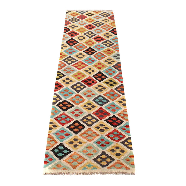 Colorful Flat-Weave Wool Kilim Runner 2' 6" x 9' 8" - No. AL72736